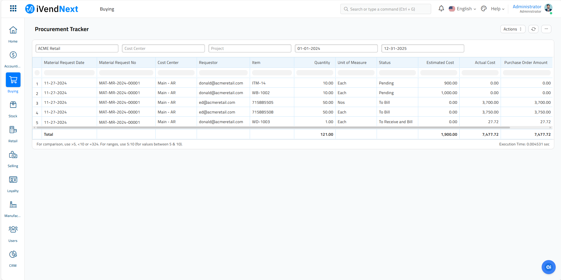 Procurement Tracker